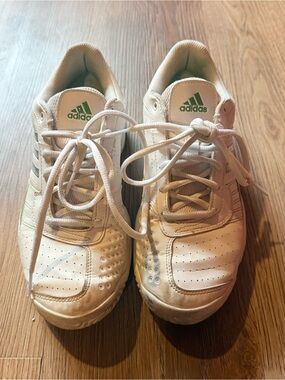 adidas White Sneakers with Green Logo Accents